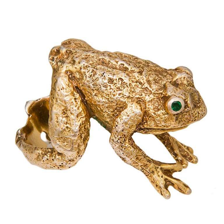 Circa: 1970s Large Gold Frog Ring