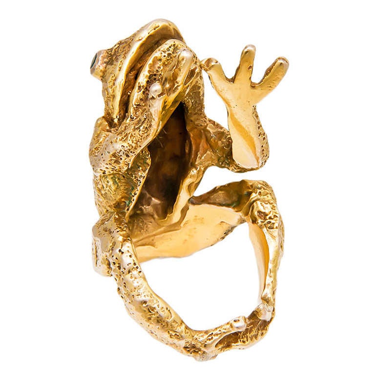 Circa: 1970s Large Gold Frog Ring at 1stDibs