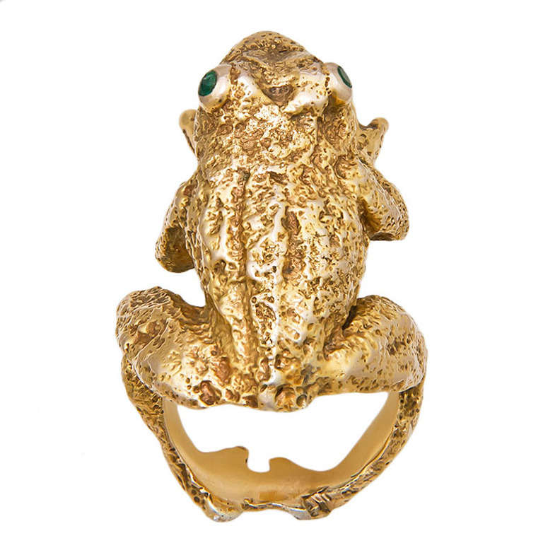 Circa: 1970s Large Gold Frog Ring 1