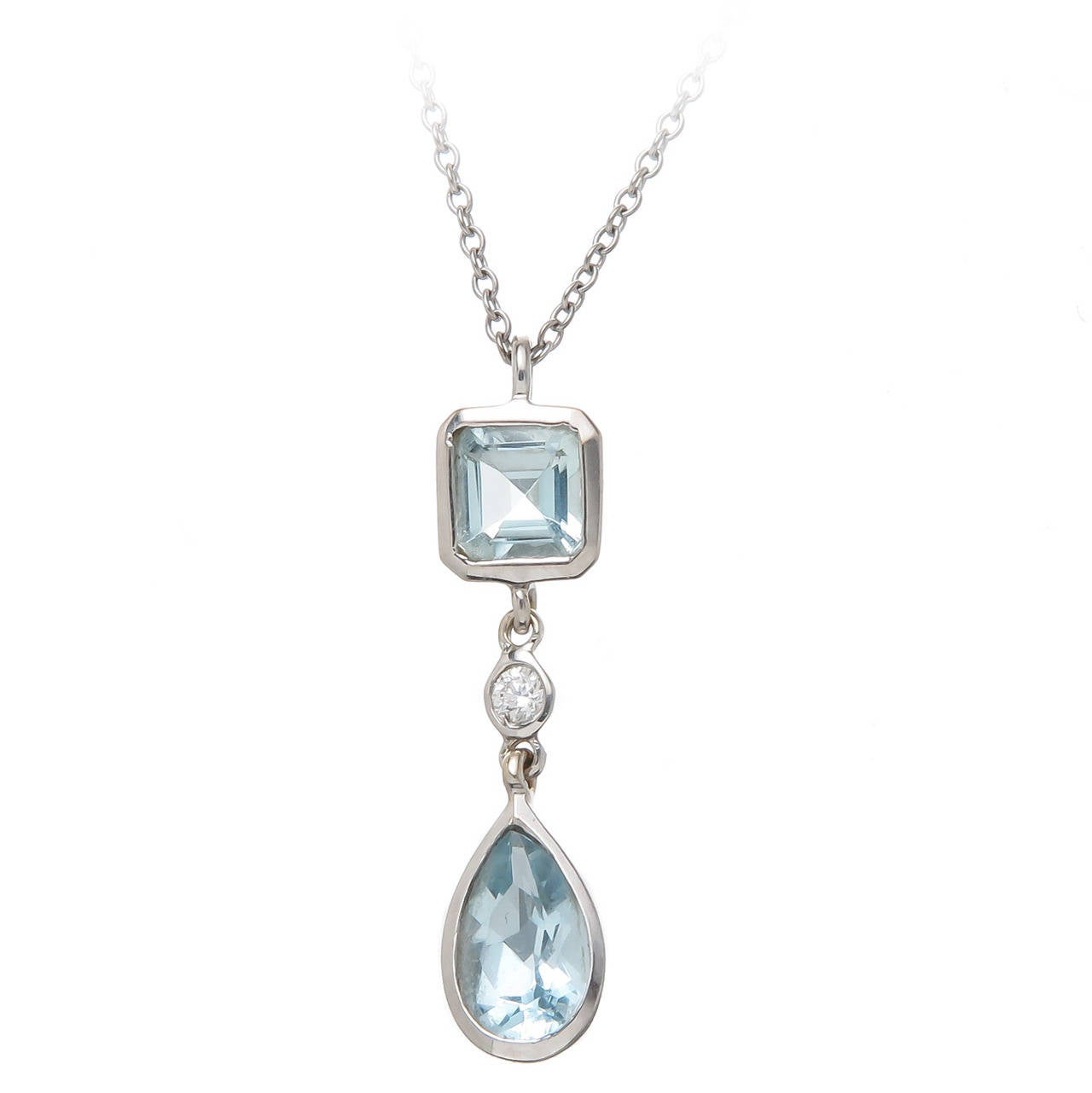 Tiffany & Co. Aquamarine Diamond Gold Pendant