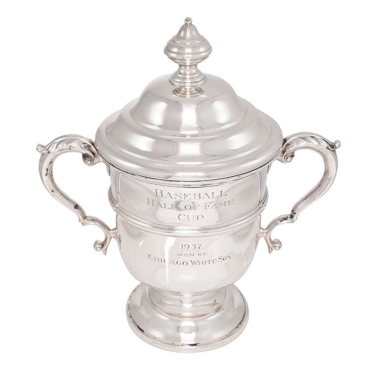 Sterling Silver, trophy Cup by Cartier, won  by the Chicago White Sox at the 1957 Hall of Fame baseball Game. This cup was presented to Charles Comiskey II, owner of the White Sox and the historic Ball Park bearing the Famous Family's name and