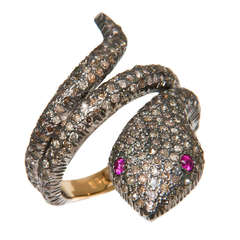 Rose Cut Diamonds Snake Ring