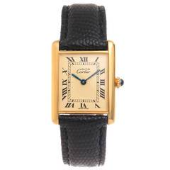 Cartier Gold Plate Sterling Silver Must de Cartier Vermeil Tank Wristwatch