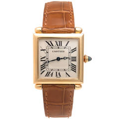 Vintage Cartier Yellow Gold Tank Obus Quartz Wristwatch