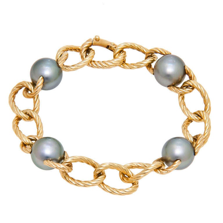 David Yurman Tahitian Pearl and Gold Bracelet