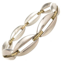 Retro Georg Jensen Mid Century modern Silver and Gold Bracelet