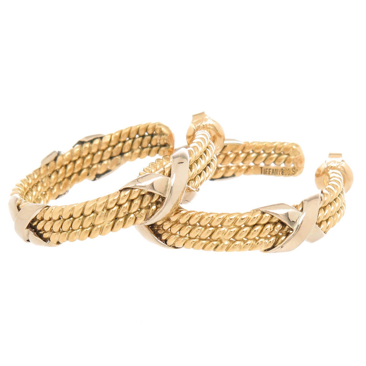 Tiffany & Company Schlumberger 3 Row Rope Hoop Earrings