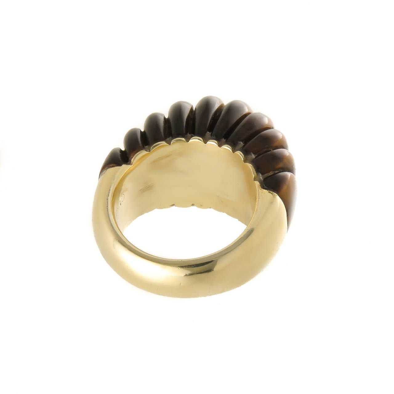 1970s Gucci Tiger's Eye Gold Dome Ring In Excellent Condition In Chicago, IL