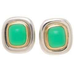 Tiffany & Co. Paloma Picasso Chrysoprase Silver Gold Earrings