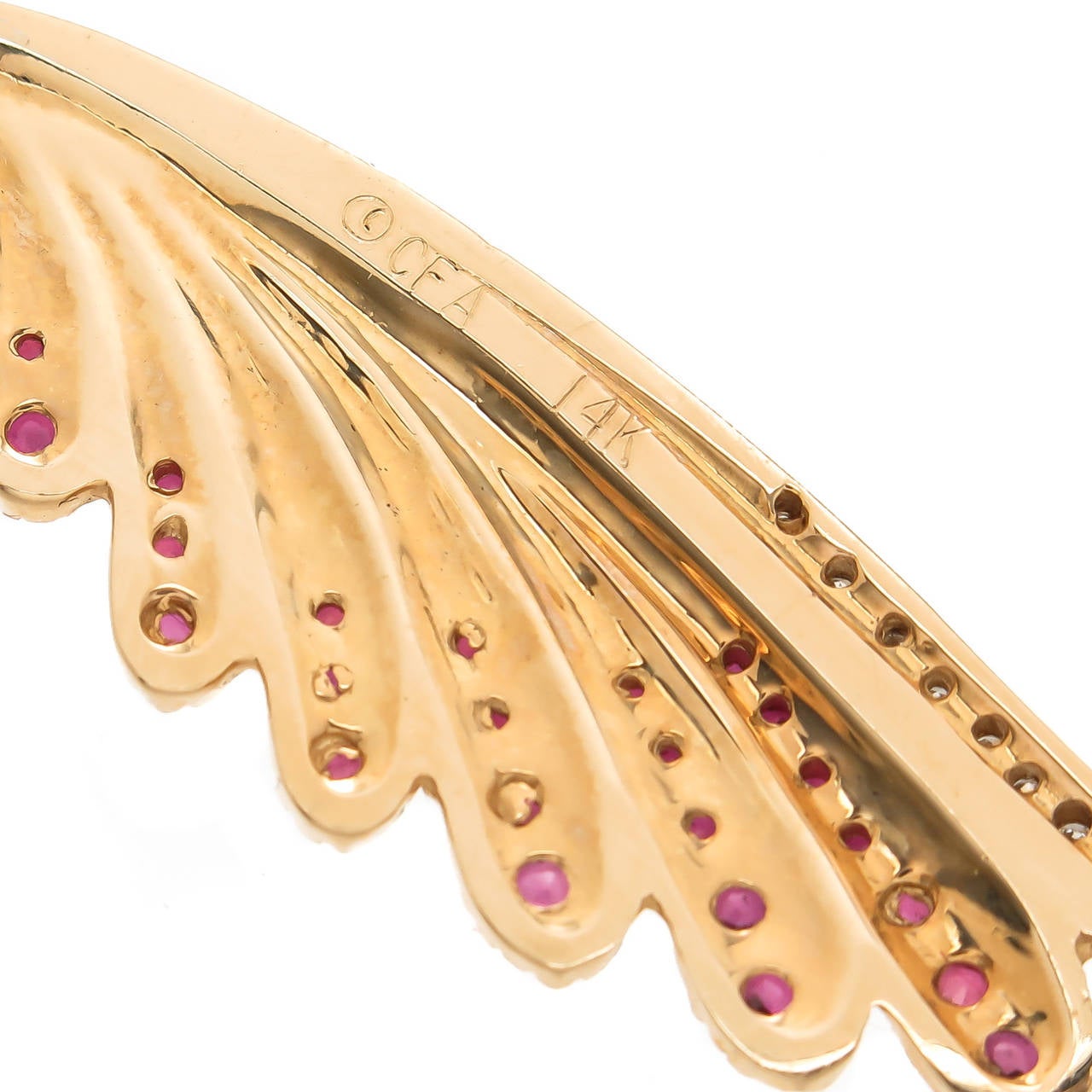 Erte Fantasy Collection Gem Set Gold Dangle Earrings 1