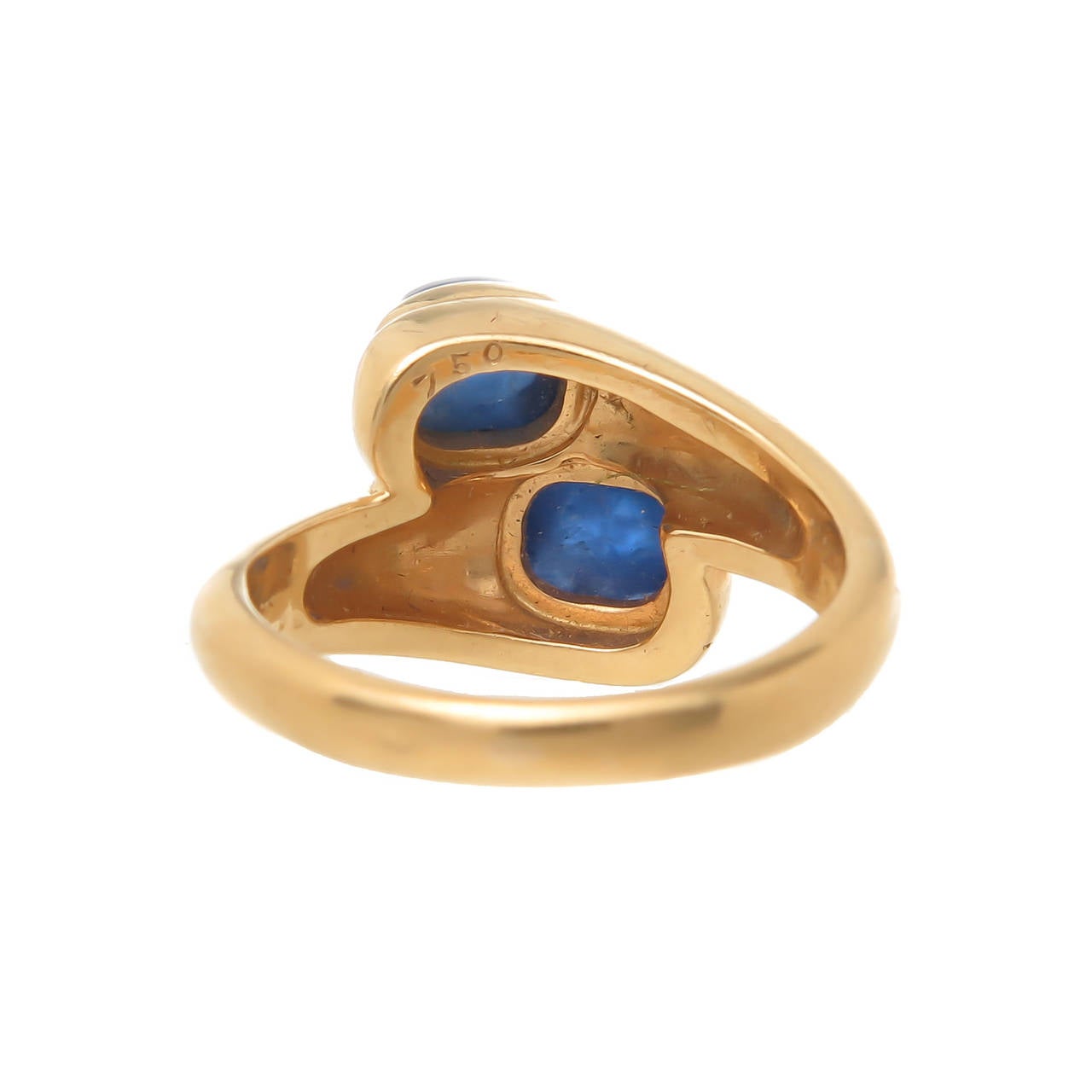Cartier Cabochon Sapphire Gold Bypass Ring 1
