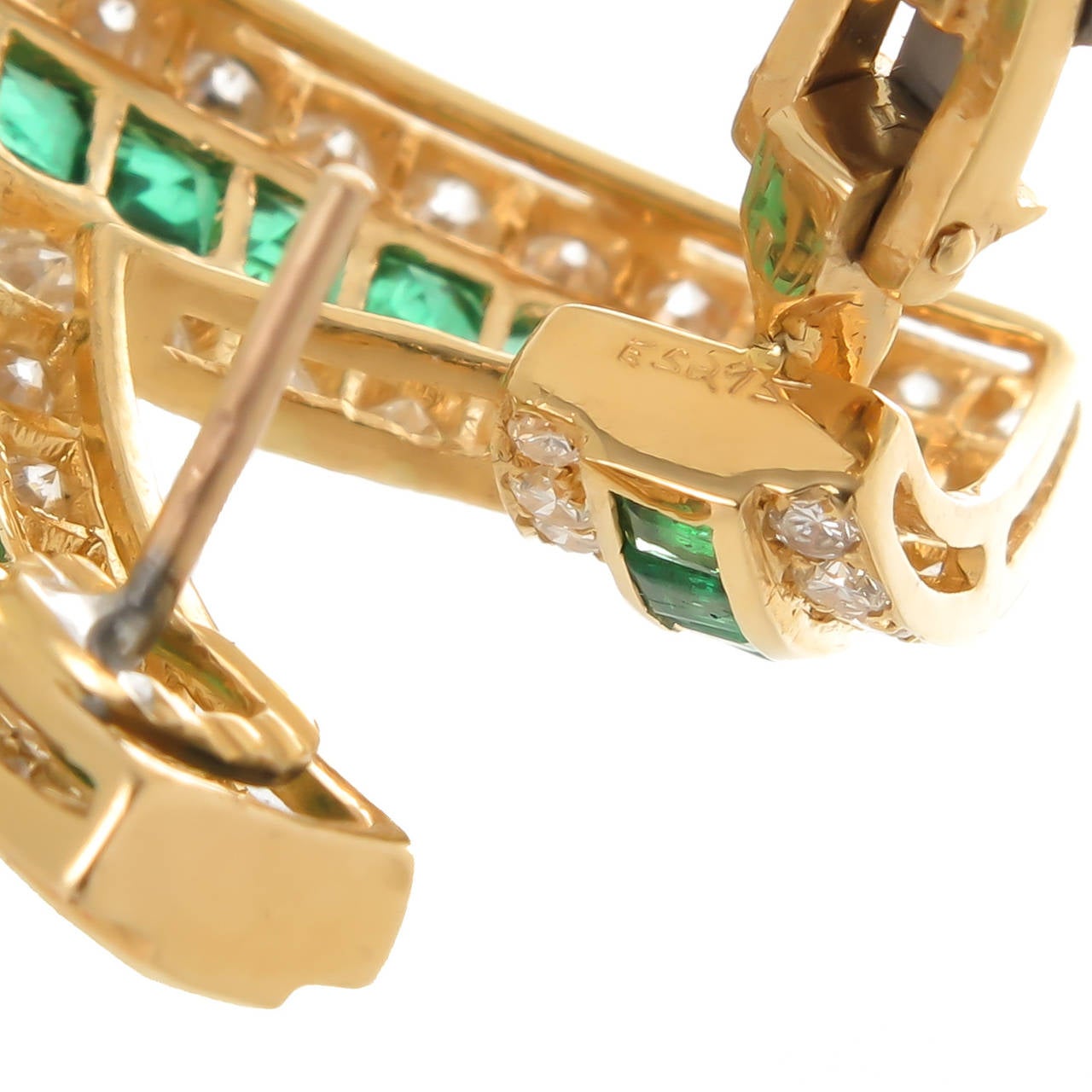 Women's Emerald Diamond Gold Earrings