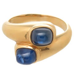 Retro Cartier Cabochon Sapphire Gold Bypass Ring