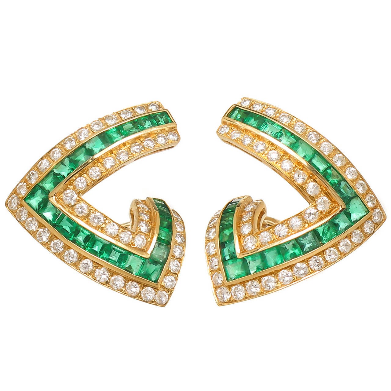 Emerald Diamond Gold Earrings