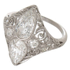 1920s Edwardian Diamond Platinum Filigree Ring