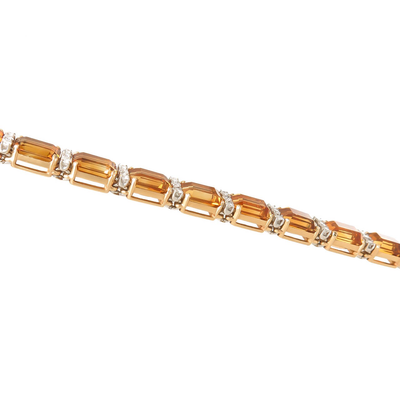 Women's 1980s Tiffany & Co. Citrine Gold Diamond Bracelet