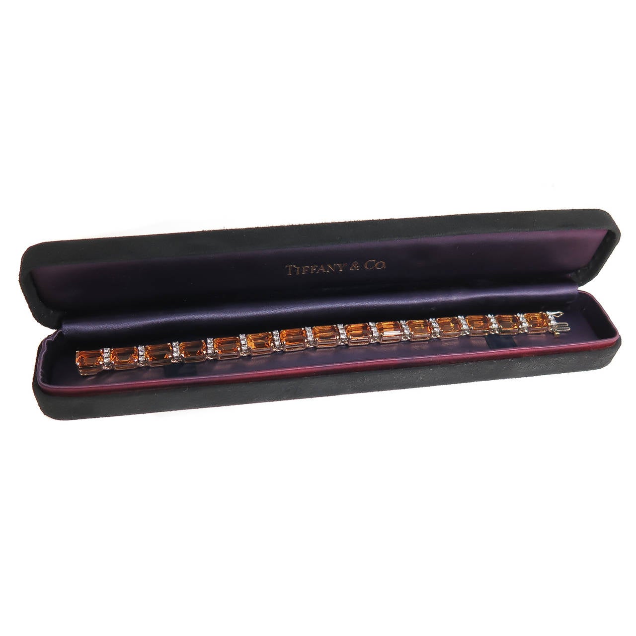 1980s Tiffany & Co. Citrine Gold Diamond Bracelet In Excellent Condition In Chicago, IL