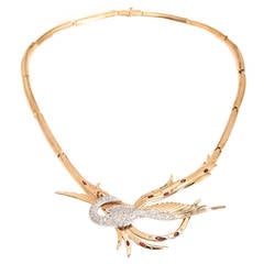 Erte Juno Ruby Diamond Gold Bird Necklace/Brooch