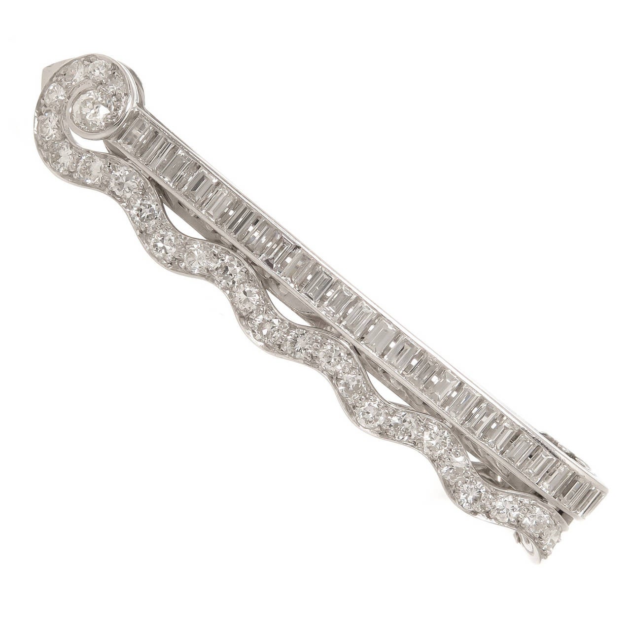 Art Deco  French Diamond Platinum Hair Barrette