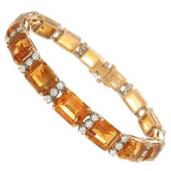 1980s Tiffany & Co. Citrine Gold Diamond Bracelet