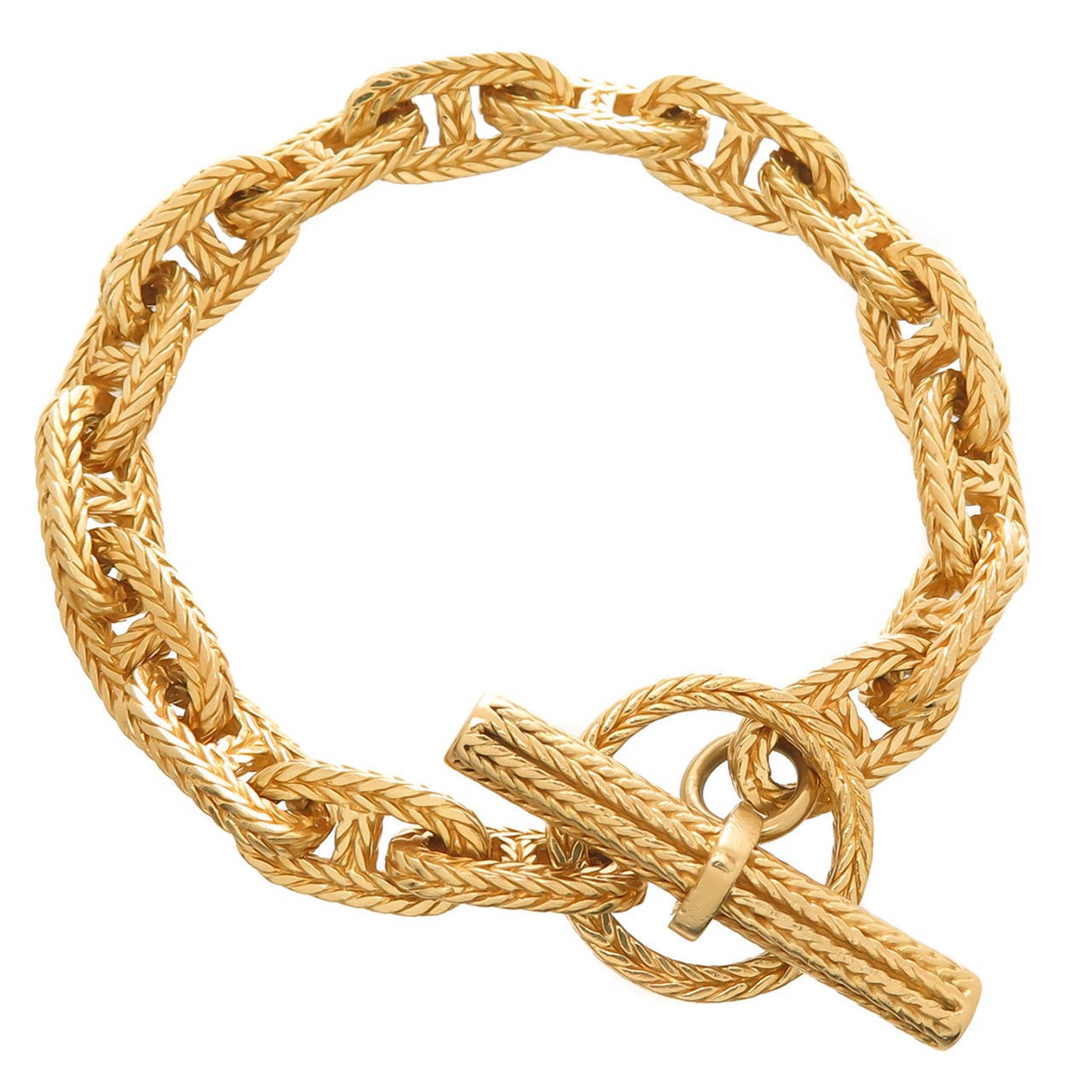 Hermes Gold Chaine D'Ancre Tresse Toggle Bracelet