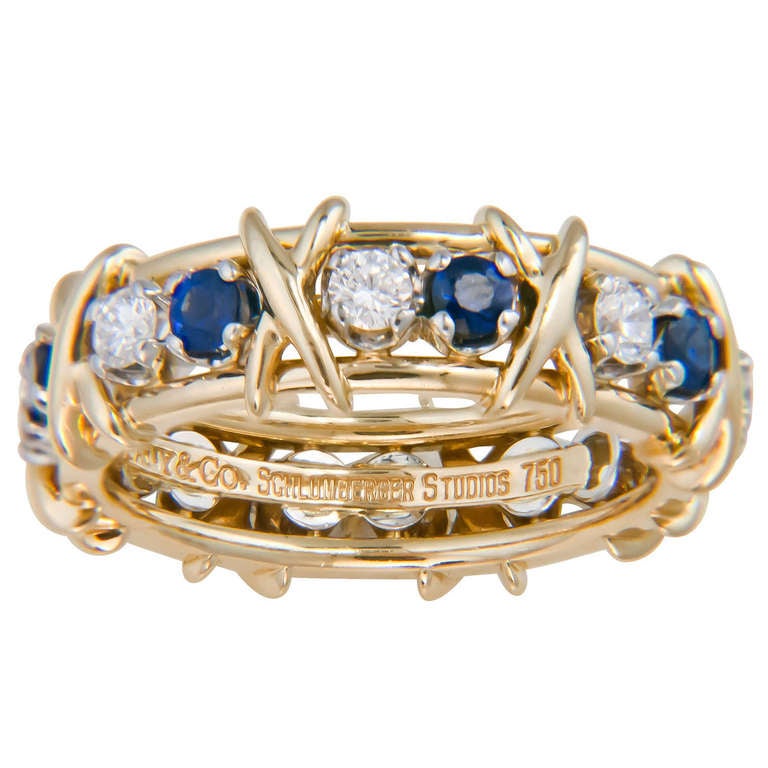 Tiffany & Co. Schlumberger X-Ring mit Saphir und Diamant
