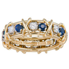 Tiffany & Co. Schlumberger Sapphire Diamond X Ring