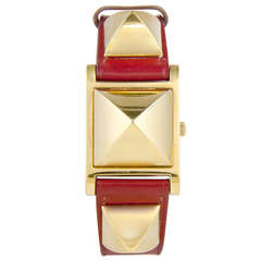 Hermes Lady's Gilt Medor Wristwatch with concealed dial circa 2010