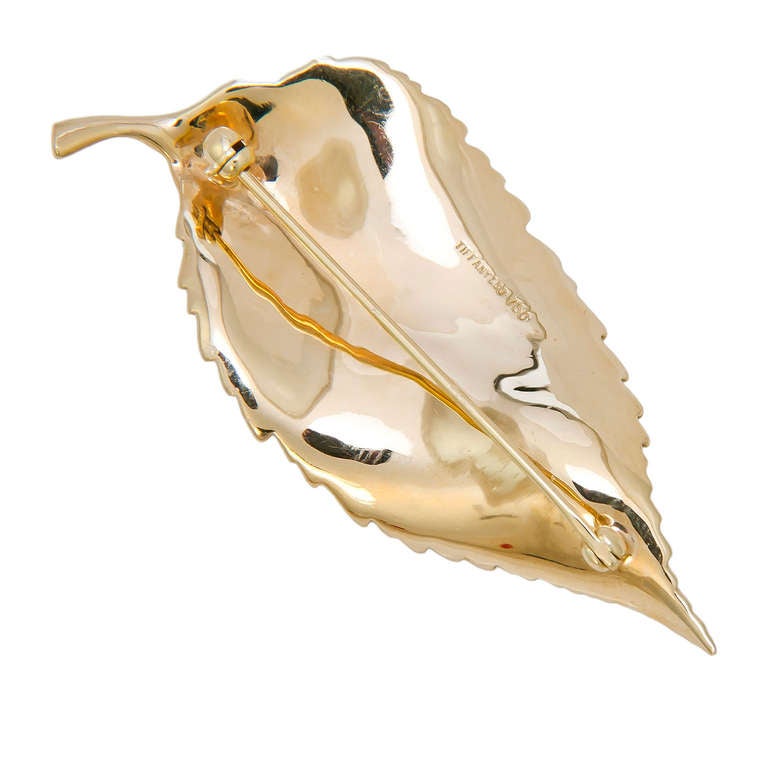 Tiffany & Co. Yellow Gold Leaf Brooch In Excellent Condition In Chicago, IL