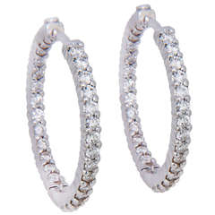 Roberto Coin Diamond White Gold Inside Out Hoop Earrings