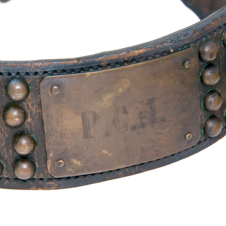 Circa 1910 Leather and Brass Dog Collar In Good Condition In Chicago, IL
