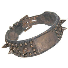 Antique Circa 1910 Leather and Brass Dog Collar