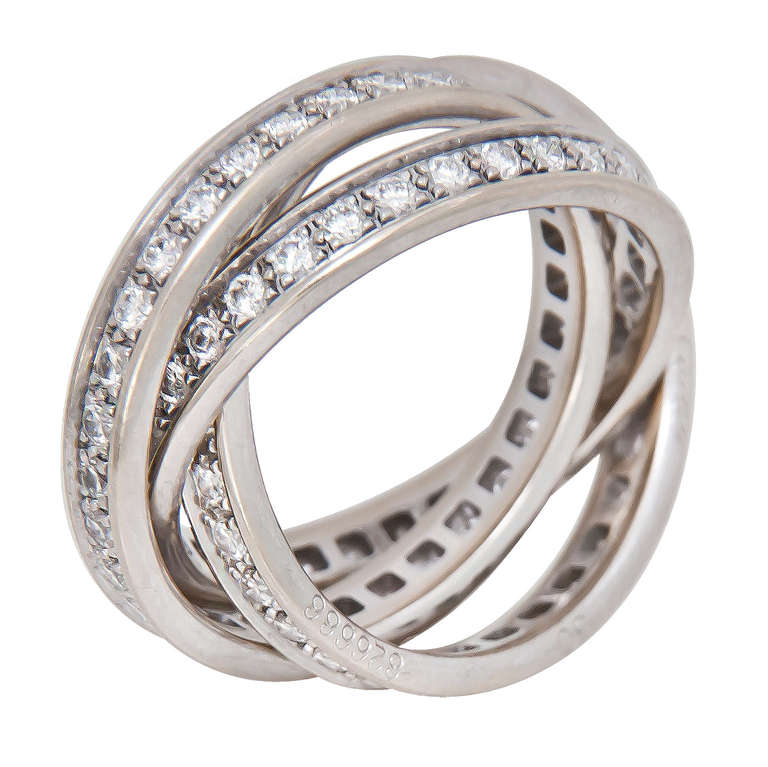 Cartier Diamond White Gold Trinity Ring In Excellent Condition In Chicago, IL