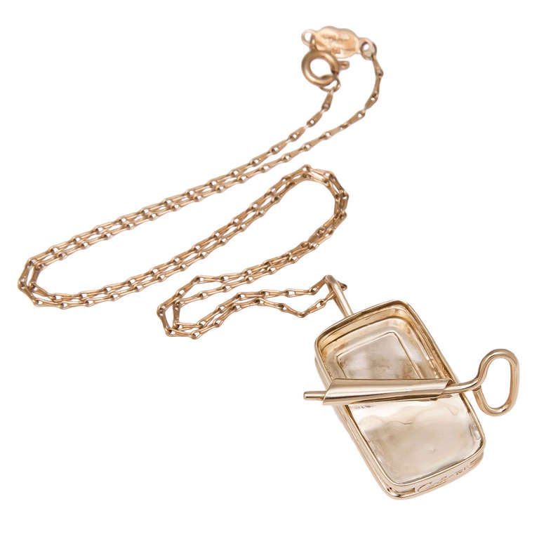 1970s Cartier Yellow Gold Sardine Tin Pendant