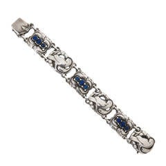 Antique 1920s Georg Jensen Silver Lapis Bracelet #14