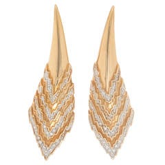 Vintage 1980s Erte Diamond Gold Le Reve d'Hiver Earrings