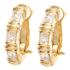 Cartier Diamond Gold Half Hoop Earrings