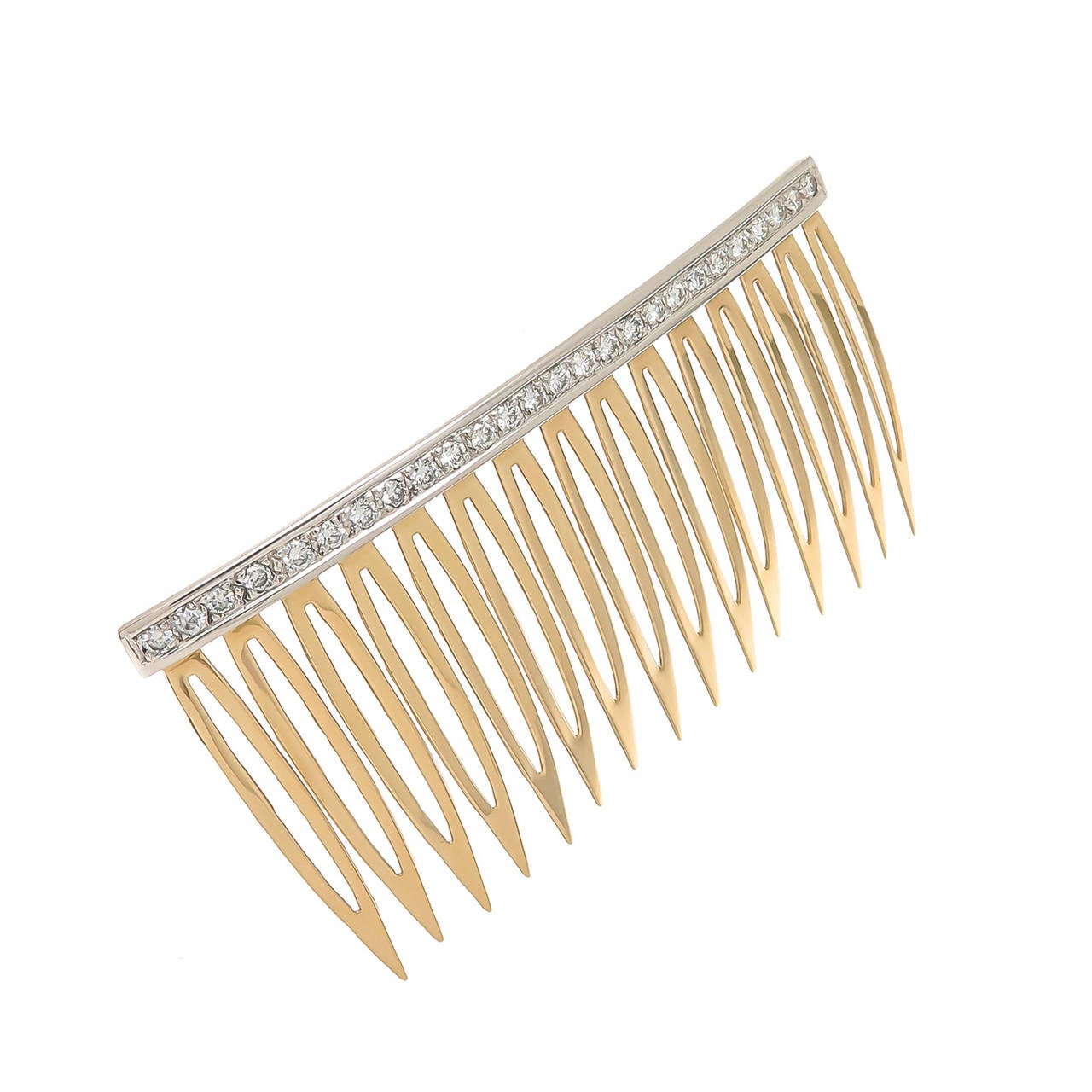 1970s Diamond Gold Hair Comb
