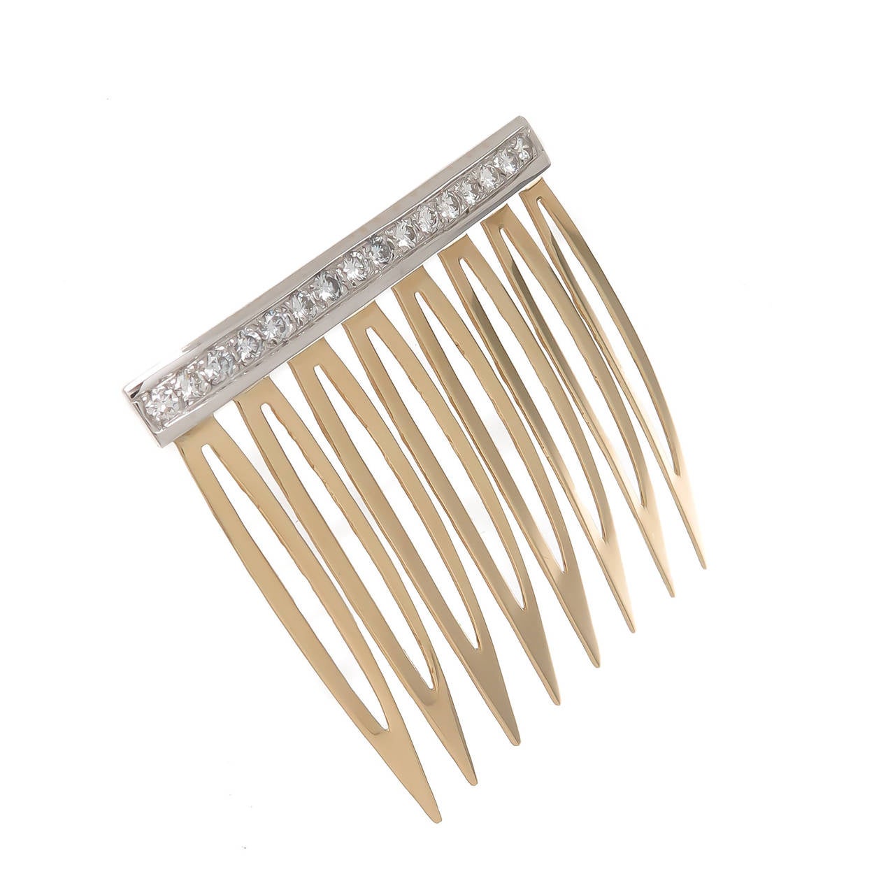 1970s Diamond Gold Hair Comb at 1stDibs