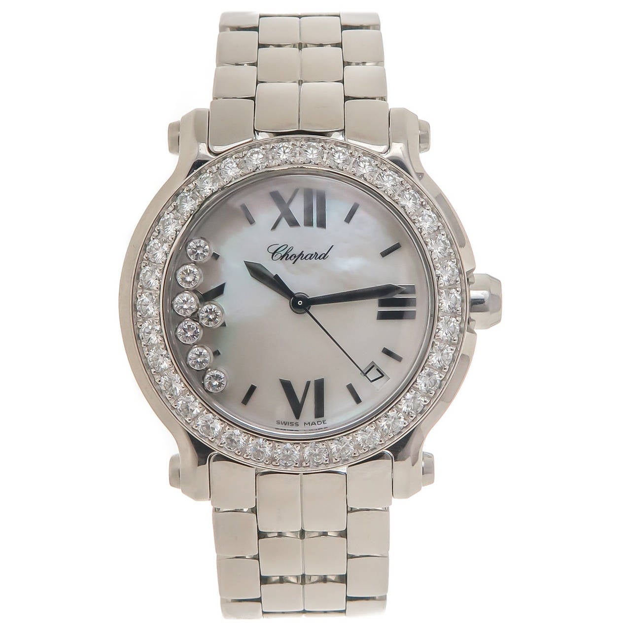 Chopard Lady's Stainless Steel Diamond Happy Sport Mid Size Quartz Wristwatch