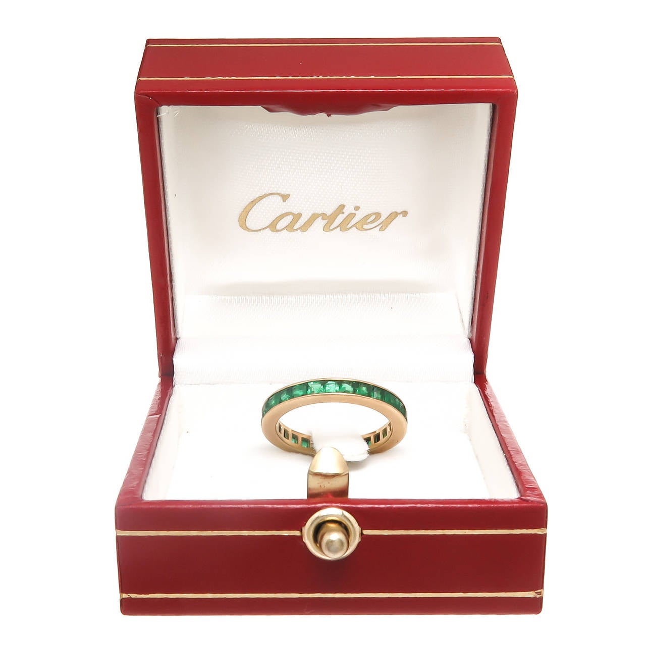 Cartier  Emerald Gold Eternity Band Ring In Excellent Condition In Chicago, IL