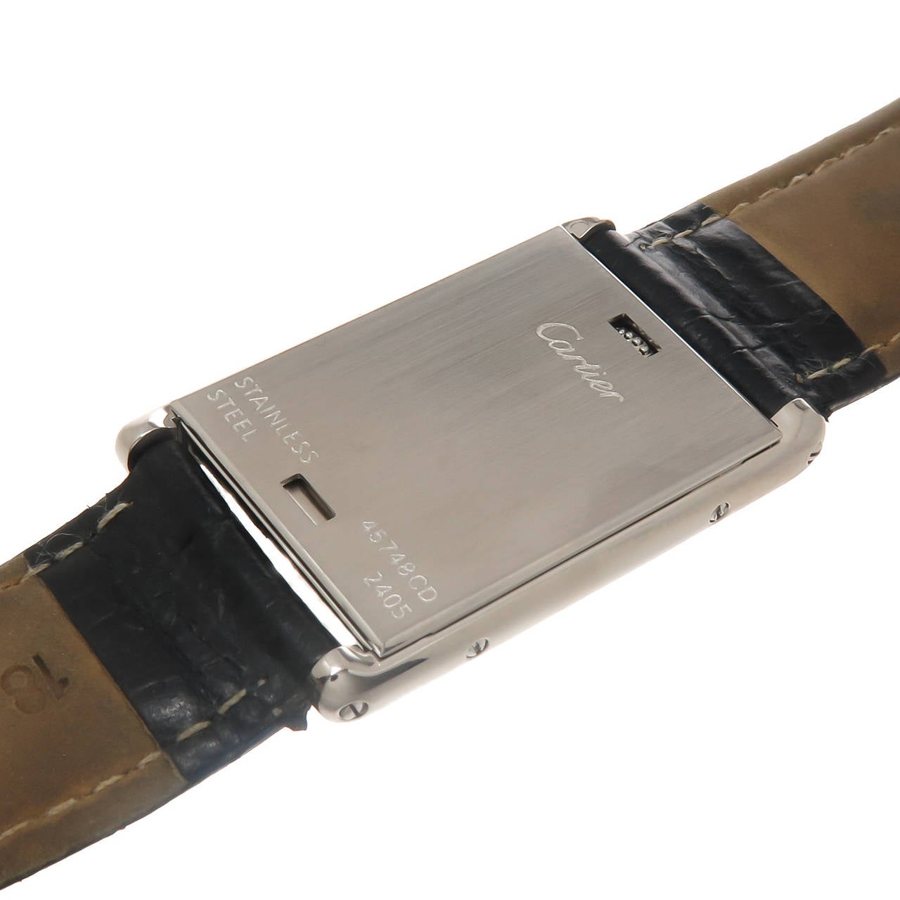 Cartier Stainless Steel Tank Basculante Mid Size Quartz Wristwatch 3