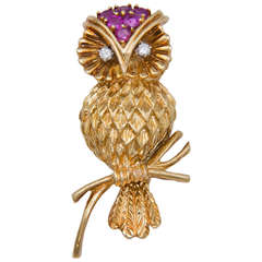 Tiffany & Co. Gold Owl Brooch
