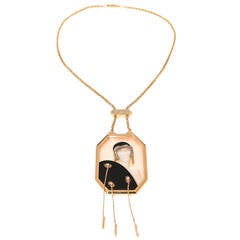 Erte Folies Diamond Gold Necklace