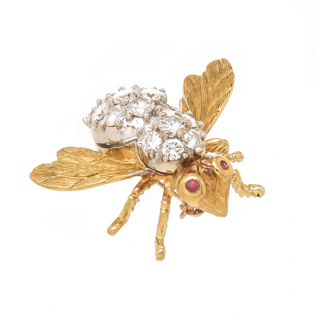 Herbert Rosenthal Large Diamond Gold Bee Brooch 3 Carats 1