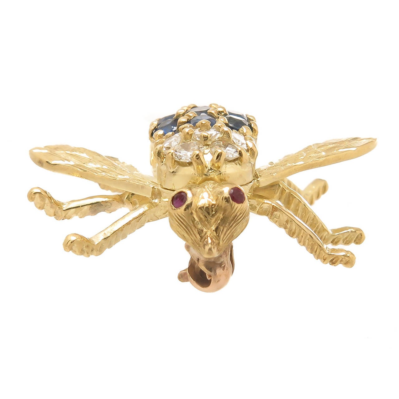 Rosenthal Sapphire Diamond Gold Bee Brooch at 1stDibs