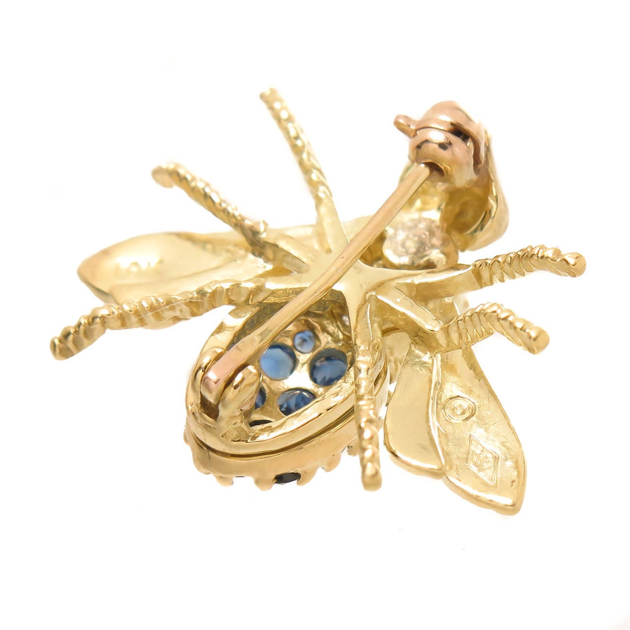 Rosenthal Sapphire Diamond Gold Bee Brooch 1