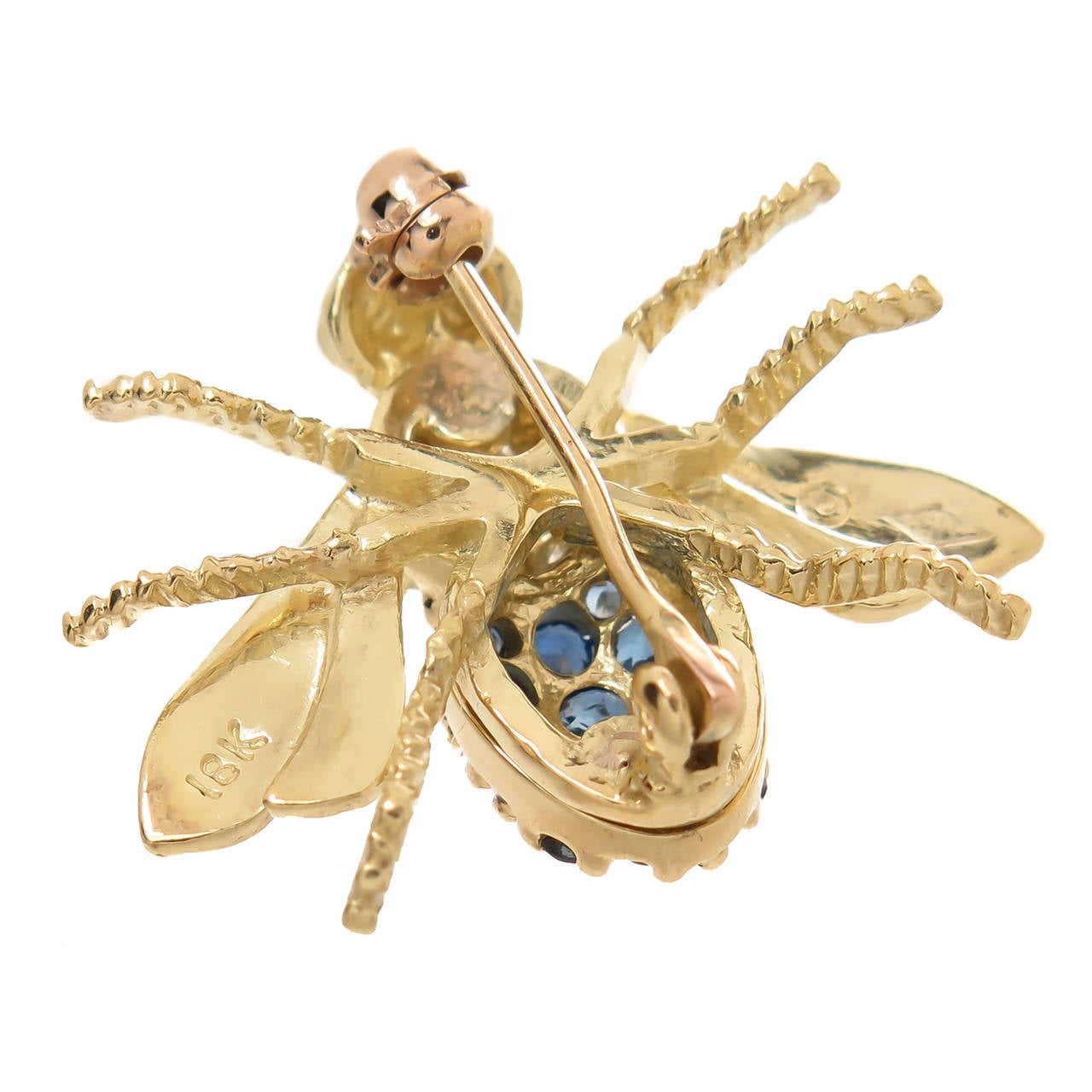 Rosenthal Sapphire Diamond Gold Bee Brooch 2