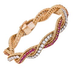 Oscar Heyman Gold Ruby & Diamond Bracelet
