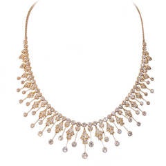 Circa 1900 Diamond Gold Fringe Necklace